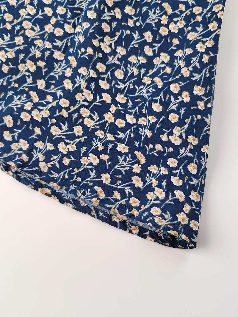 Women's Ditsy Floral Print Tie Front A Line Dress, Summer Outfits 2024, Boho Romantic Frill Sweetheart Neck Short Dress for Beach Vacation Holiday, Frenchy Style Summer Clothes Women