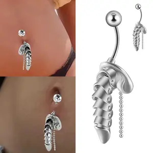 1-5PCS New Men's And Women's Funny Nelace Original Design Fre out Fremen Belly Button Rings Stainless Steel Navel Curved Barbell