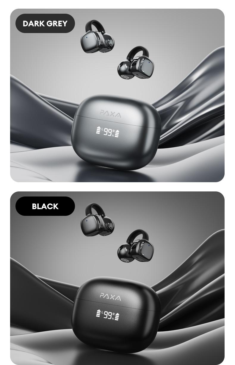 PAXA Clipbuds 7 Clip-on Design Wireless Headphones, Powerful Sound Effects for Music, Dustproof & Waterproof Sports Earbuds for Running, Workout, Audio