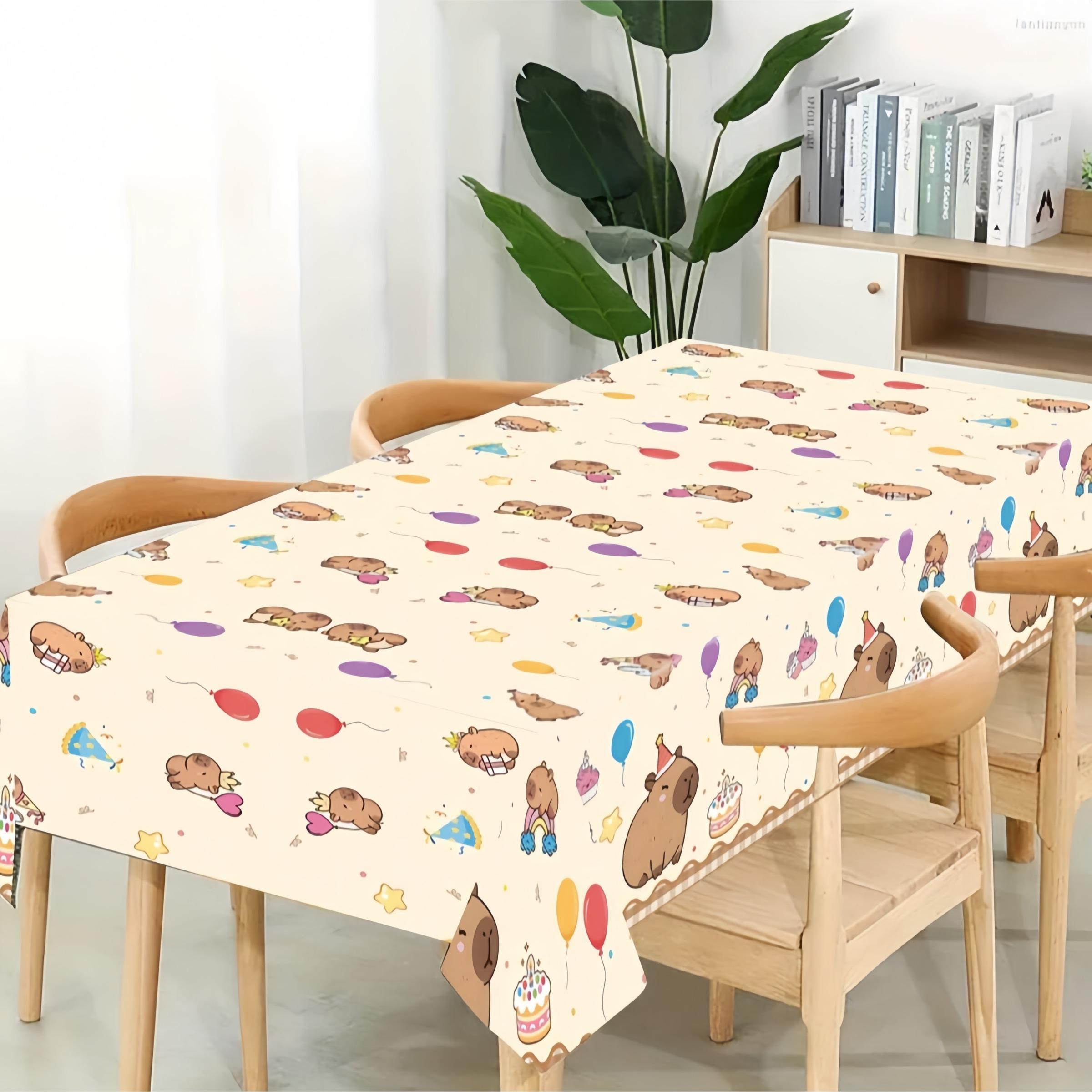 Kapybara Theme Rectangular Disposable Tablecloth, Outdoor Picnic Table Cover, Oil proof, Decorative Polyethylene, Suitable for Birthday Parties, Weddings, Camping and Catering, Baby showers, Christmas, Halloween