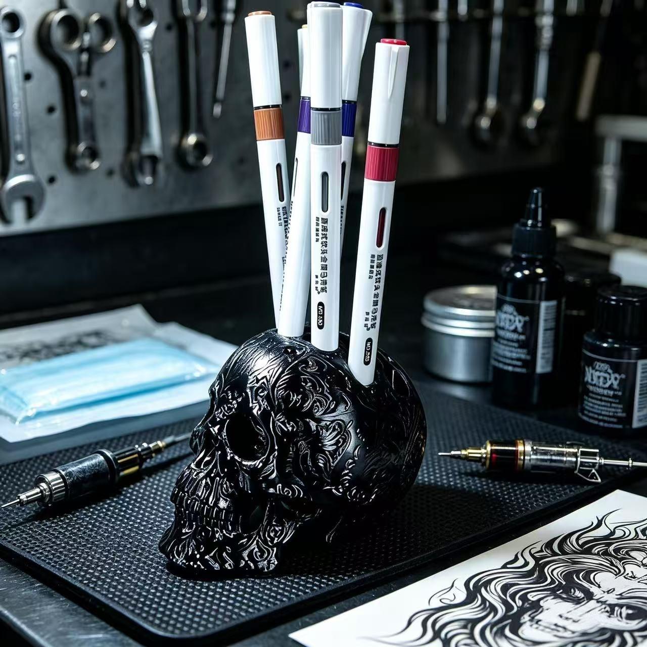 Halloween Carved Skull Pen Holder, 3D Printed Pla Material, Unique Desktop Decor, Halloween Home Office Accessory, Perfect Gift