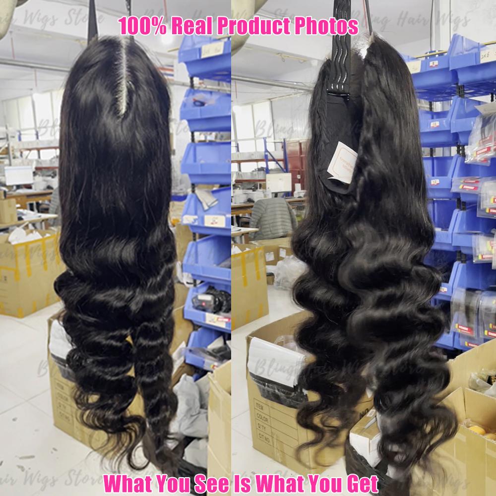 Bling Hair Body Wave 5x5 HD Lace Ready to Go Glueless Wigs Human Hair Easy Wear Pre Plucked Pre Cut Pre Bleached 6x4 Lace Closure Wigs 180% Density Long Wavy for Black Women Natural Color with Baby Hair For Black Women