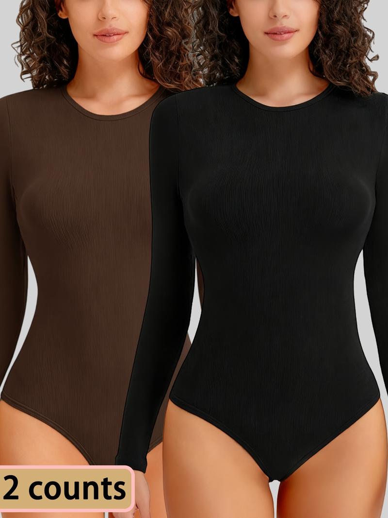 1/2 Counts Women's Solid Round Neck Shapewea Bodysuit,Casual Comfort Long Sleeve Slimming Bodysuit,Lady Tops for Spring&Fall,Womenswear,Women's Stylish Thermal Long Sleeve Bodysuit for Going Out Tops,Fabric Comfortable, Belly Control Bodysuit 1/2 Counts Women's Solid Round Neck Shapewea Bodysuit,Casual Comfort Long Sleeve Slimming Bodysuit,Lady Tops for Spring&Fall,Womenswear,Women's Stylish Thermal Long Sleeve Bodysuit for Going Out Tops,Fabric Comfortable, Belly Control Bodysuit