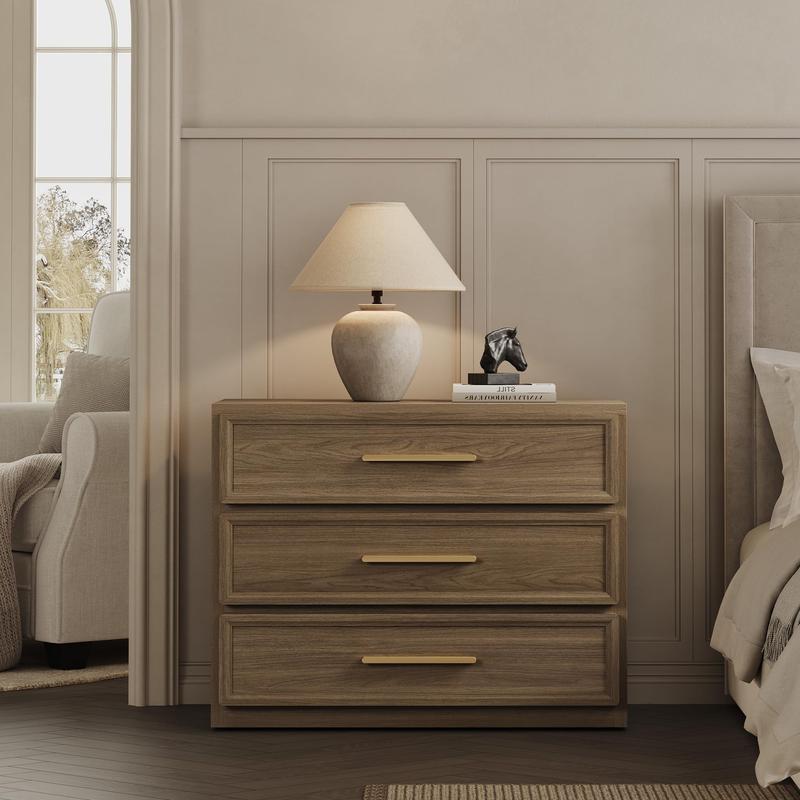 SICOTAS Night Stand Oversized Extra Large Nightstand Tall Bedside Side Table with 3 Drawers