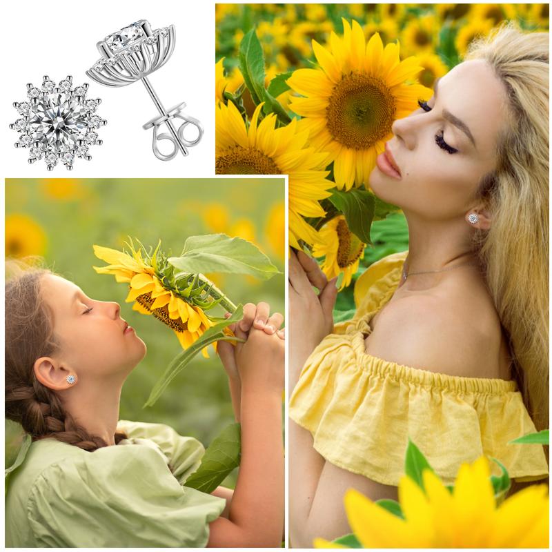 【#E101】Fashionable Simple Personalized Synthetic Moissanite Twelve-pointed Star Earrings For Women Men Personalized 925 Sterling Silver Jewelry