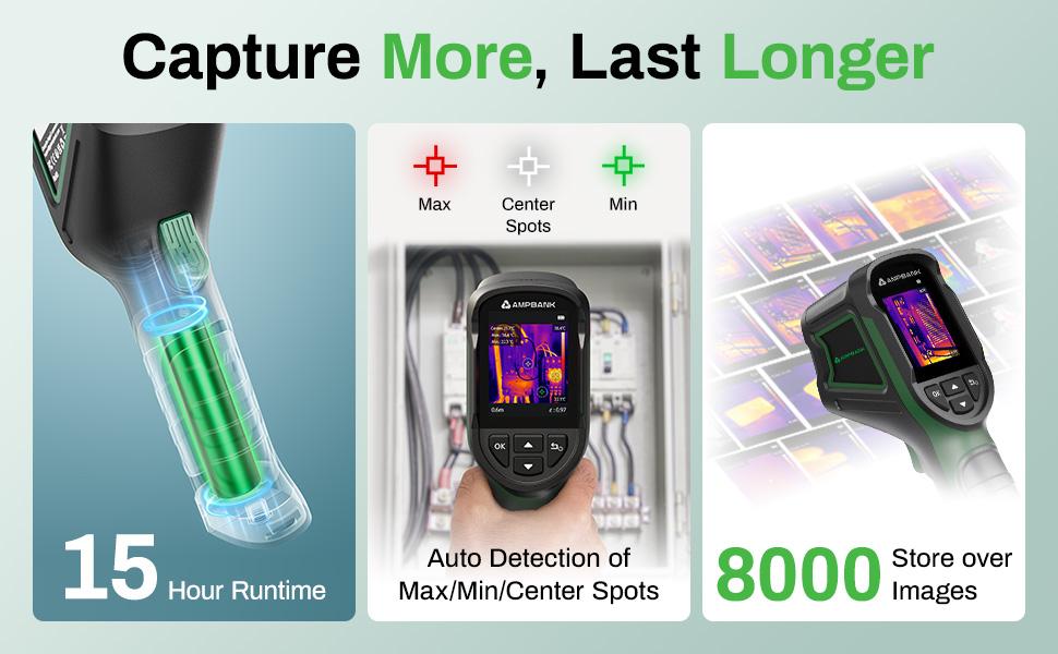 Handheld Thermal Camera AMPBANK H128, 240 x 240 TISR Resolution, 15h Battery Life Thermal Imaging Camera, 25 Hz Infrared Camera with Temperature Alarm Handheld Thermal Camera AMPBANK H128, 240 x 240 TISR Resolution, 15h Battery Life Thermal Imaging Camera, 25 Hz Infrared Camera with Temperature Alarm