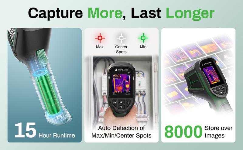 Handheld Thermal Camera AMPBANK H128, 240 x 240 TISR Resolution, 15h Battery Life Thermal Imaging Camera, 25 Hz Infrared Camera with Temperature Alarm