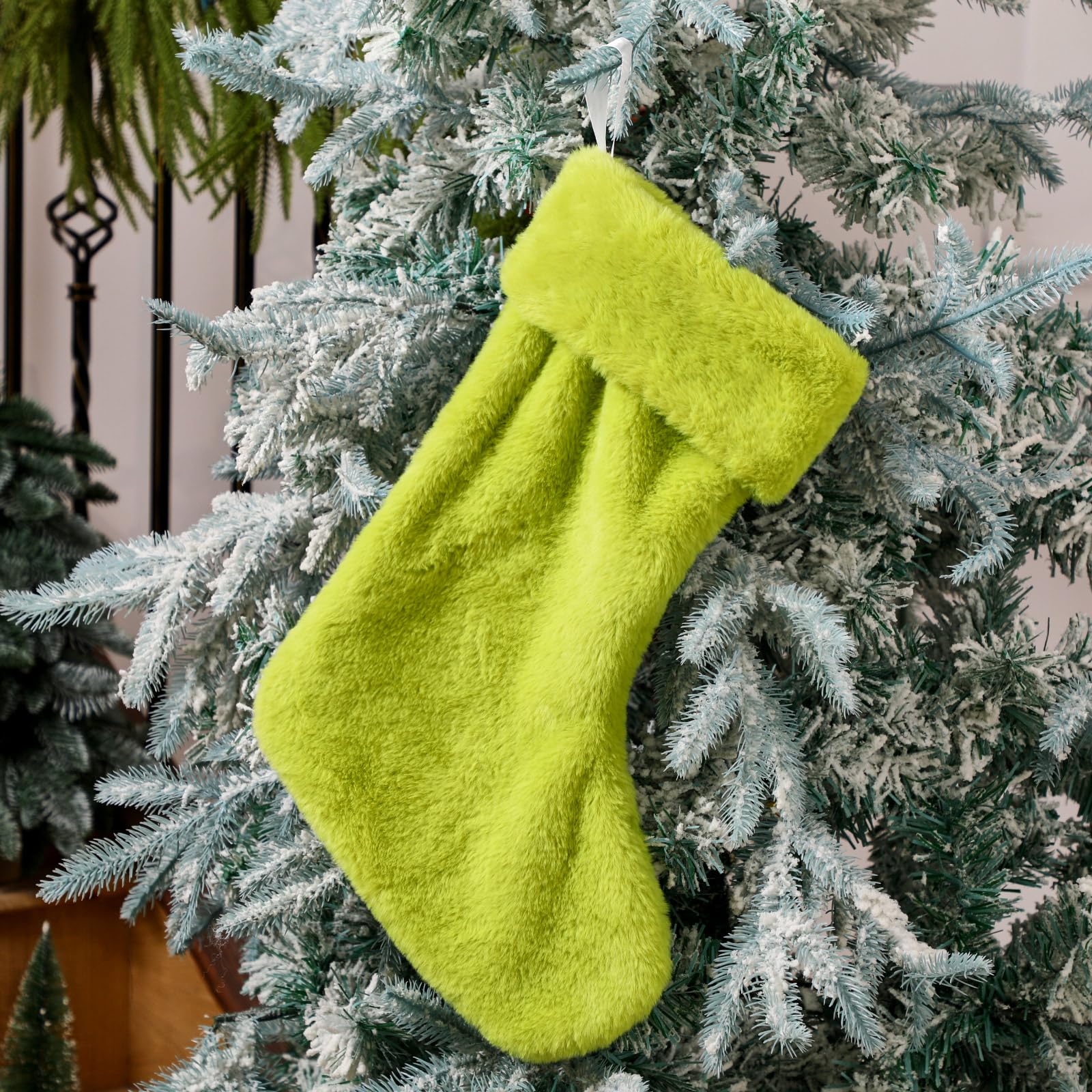 Christmas Clearance Sale Christmas Stockings 24/4 Pcs Cute Large Capacity Funny Green Furry Christmas Decor Mini Dot Xmas Stockings Candy Bag Green Christmas Monster Decoration Home Door Wall Fireplace Stocking Stuffer Burr Basket Christmas Gifts