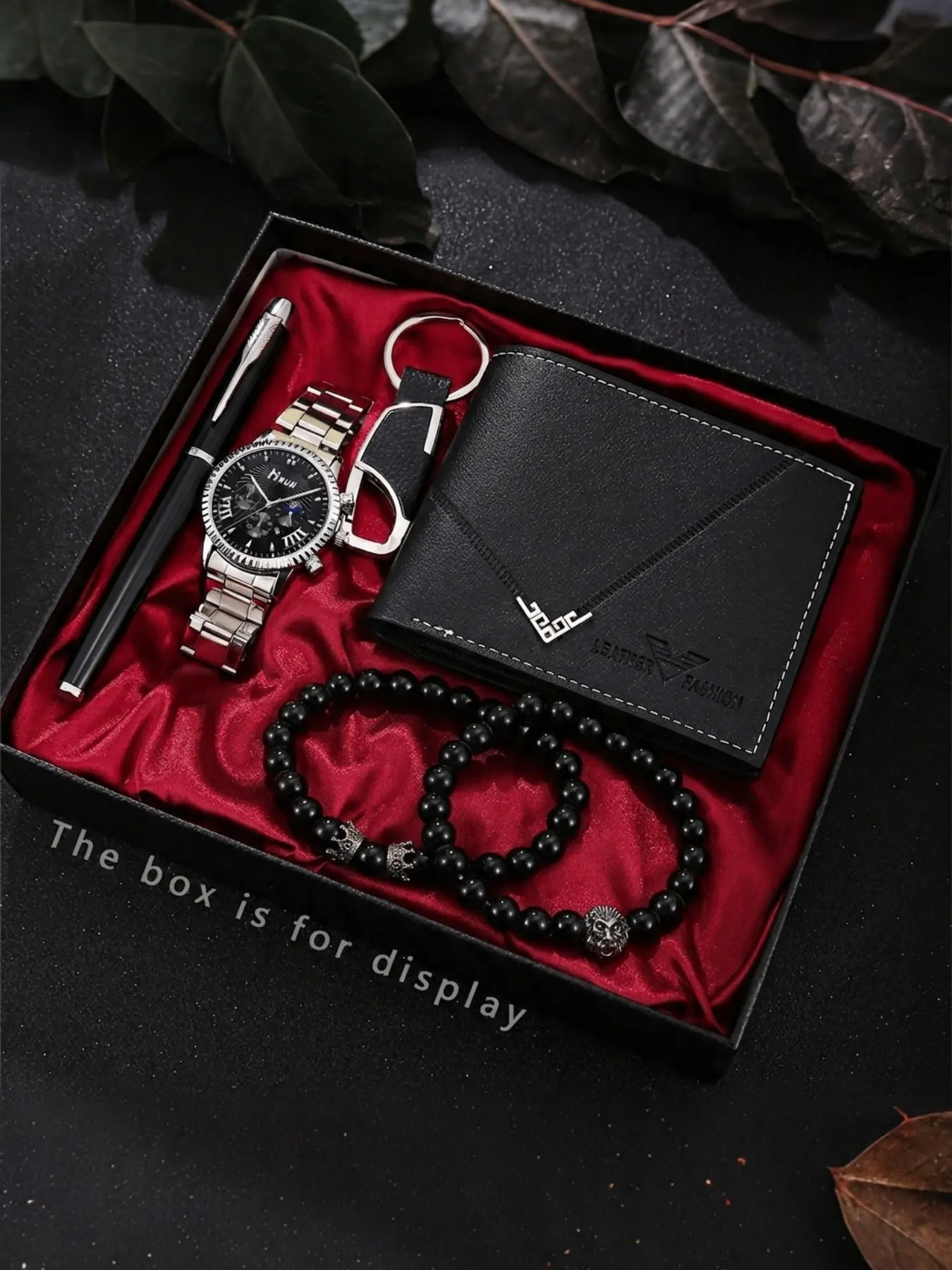 6pcs Men's Elegant Zinc Alloy Watch Band Set, Fashion Wallet, Bracelet, Keychain, Pen, Perfect Gift for Father's Day, Birthday, Anniversary