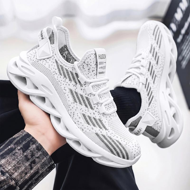 Men's Running Shoes, Breathable Flyknit Mesh, Durable Anti-Slip, Shock Absorption, Casual Low Top, Comfortable Fashion, Outdoor Activities