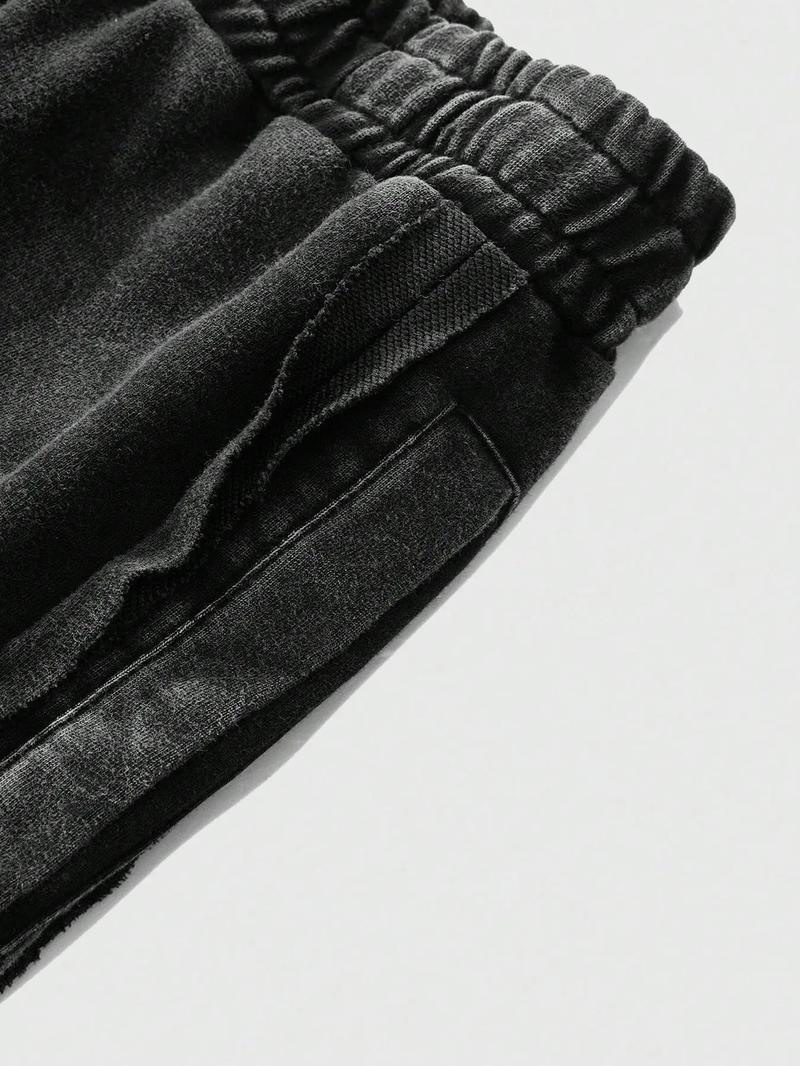 Men's Short Sleeve Tee and Washed Cotton Straight Leg Pants Set, Gothic Print, Casual Summer, Comfortable and Stylish