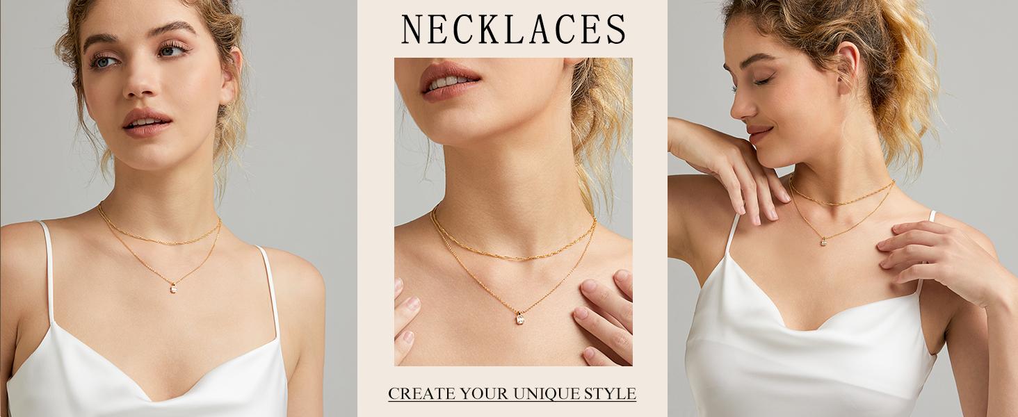 Diamond Pendant Gold Necklace for Women Dainty 18k Gold Plated Choker Necklaces Simple Gold Jewelry Gifts for Women Girls