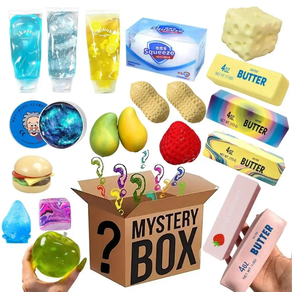 Mystery Box Random 1PC Squeeze Toy Squishy Fidget Toy Butter Food Shape Stress Relief Sensory Decompression Blind Box Kids Gift