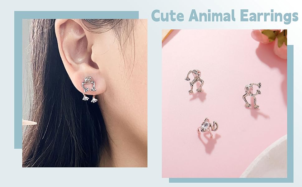 Frog Earrings for Women Cute Stuff Vintage Frogs Shaped Stud Earring Funny Cute 3D Animal Earrings Whimsical Jewelry Unique Gifts for Women Mothers Day Gifts