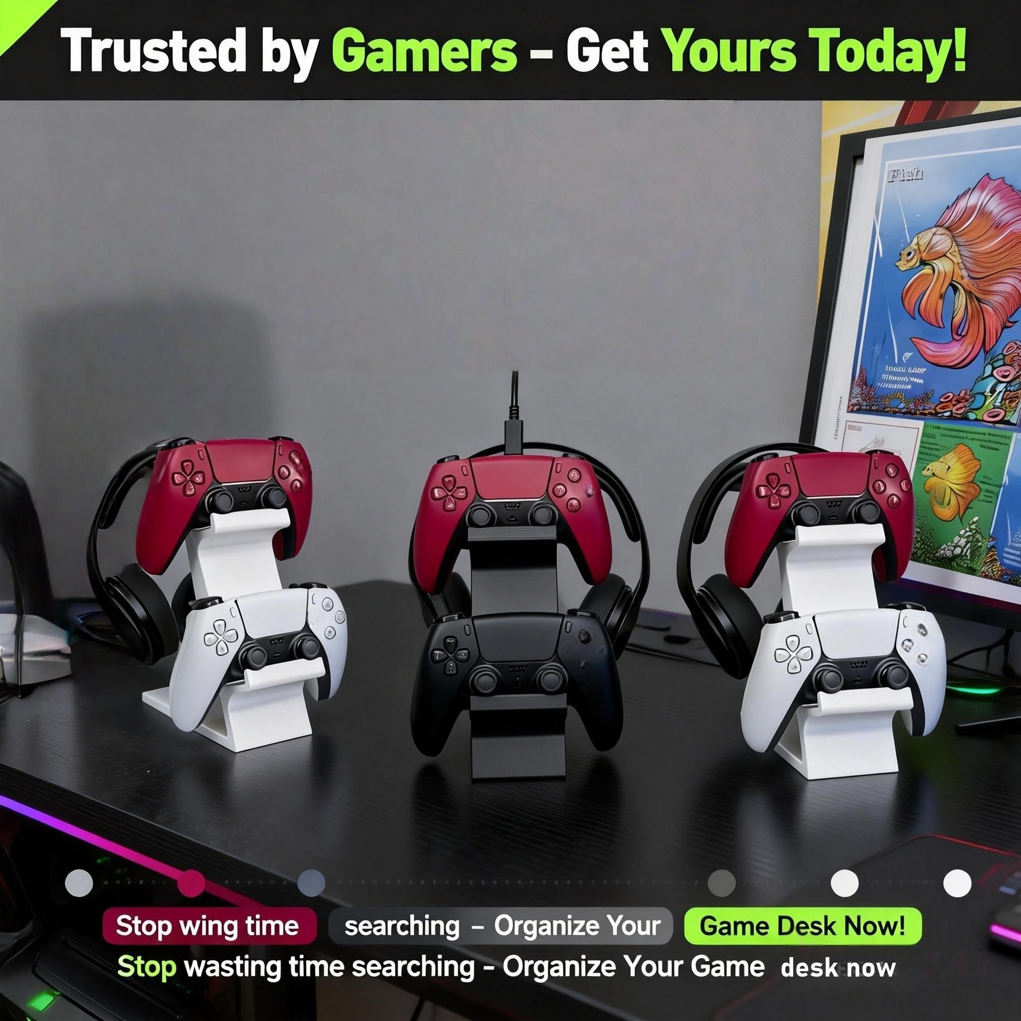 Multi-Functional 3-In-1 Gaming Controller & Headphone Stand Holder, Fits Ps5/ps4/xbox/switch, Dual-Layer Design, Gamer Essential Accessory