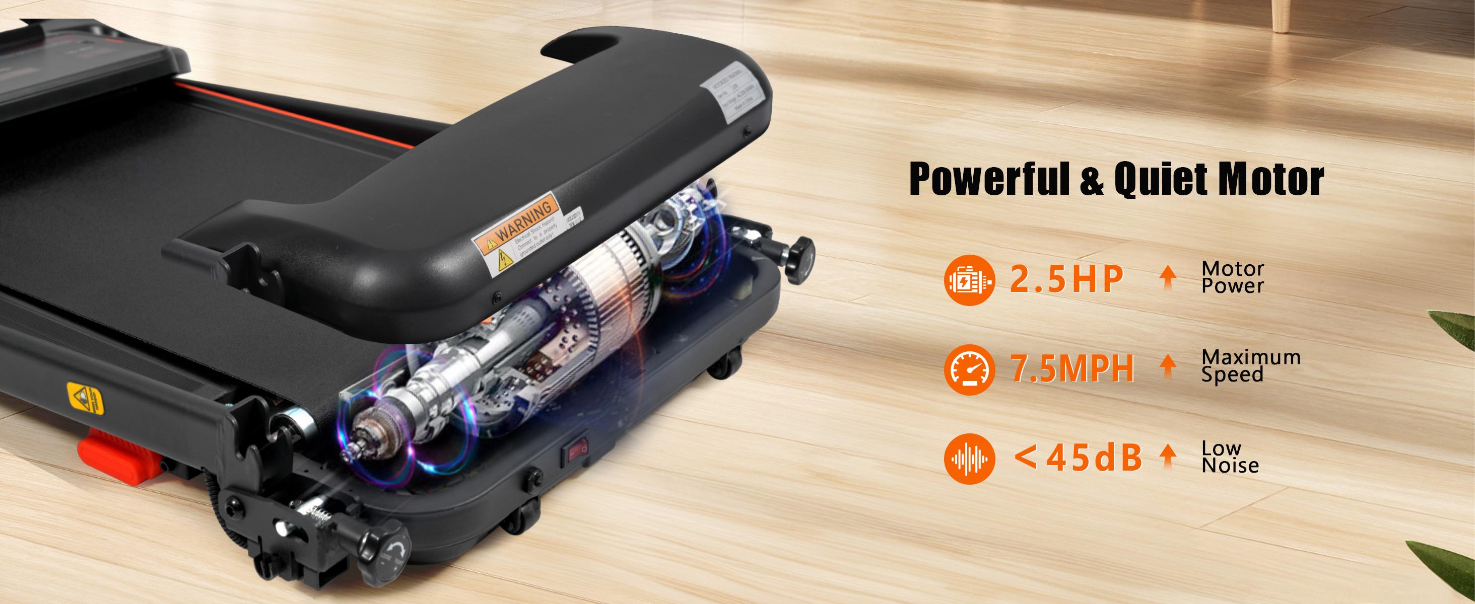 【Bellemave】NEW Treadmills for Home, 2.5HP Quiet Folding Treadmill with Heart Rate Sensor, 300lbs Weight Capacity, 7.5MPH, Incline Treadmill With USB Charge Station & Bluetooth Speaker, 6 Shock-Absorbing