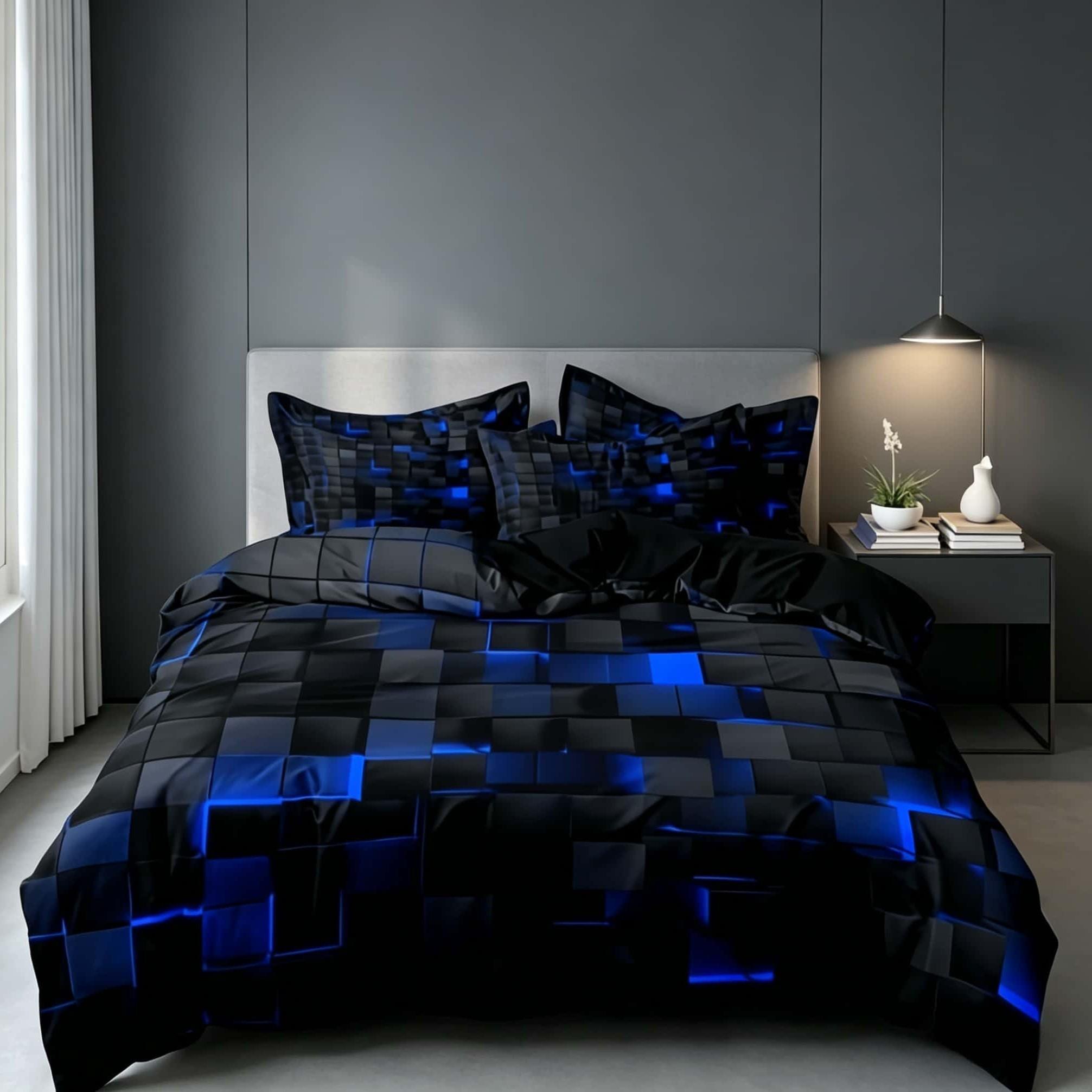 3-Piece Digital Square Print Duvet Cover Set, soft and comfortable, suitable for bedrooms and guest rooms (1 duvet cover + 2 pillowcases, no filler). Can be used as a birthday gift.
