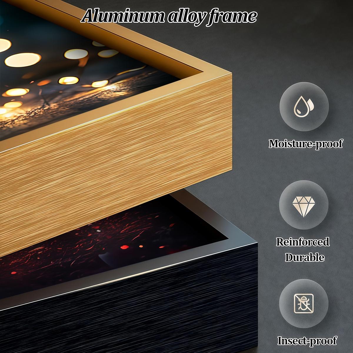 3 Counts Aluminum Alloy Framed Painting, Glowing Heart And Blooming Flowers Pictures, Home Decoration For Living Room, Bedroom, Office, Restaurant, Hallway Wall Decor, Odorless Print Artwork, Luxury Perfect Gift For Friends And Family