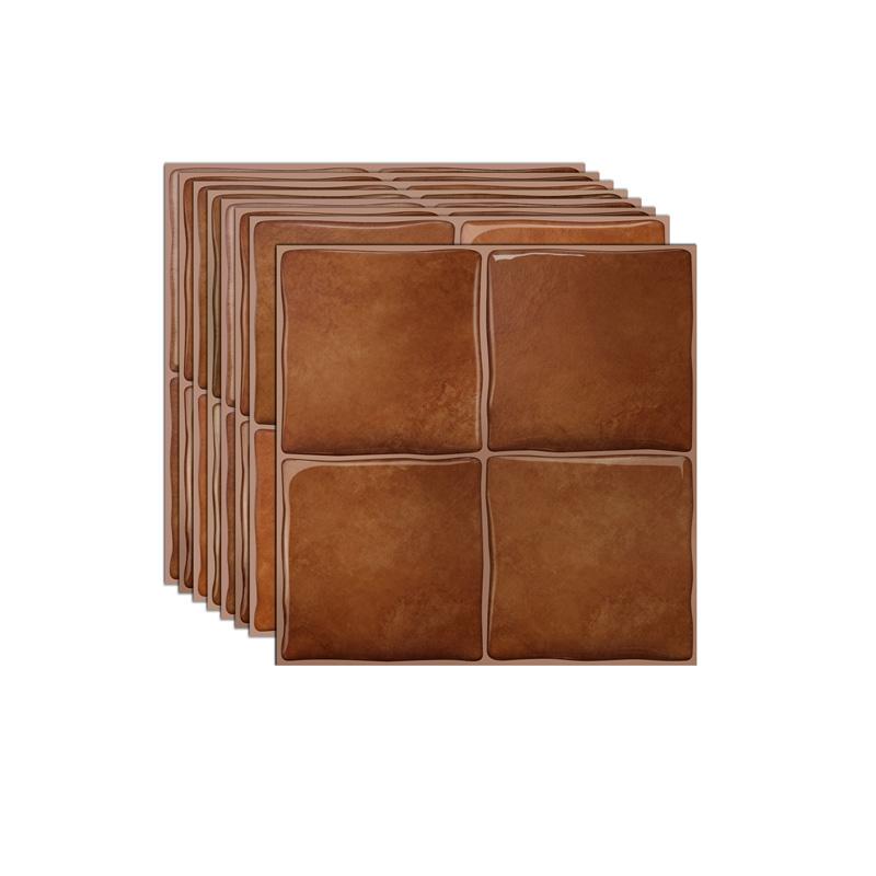 8pcs 3D Self-Adhesive Wall Tiles Stickers, 15.25x15.25cm, Multi-Color Grid Patterns, Removable Wall Decals for Kitchen, Bedroom, Living Room
