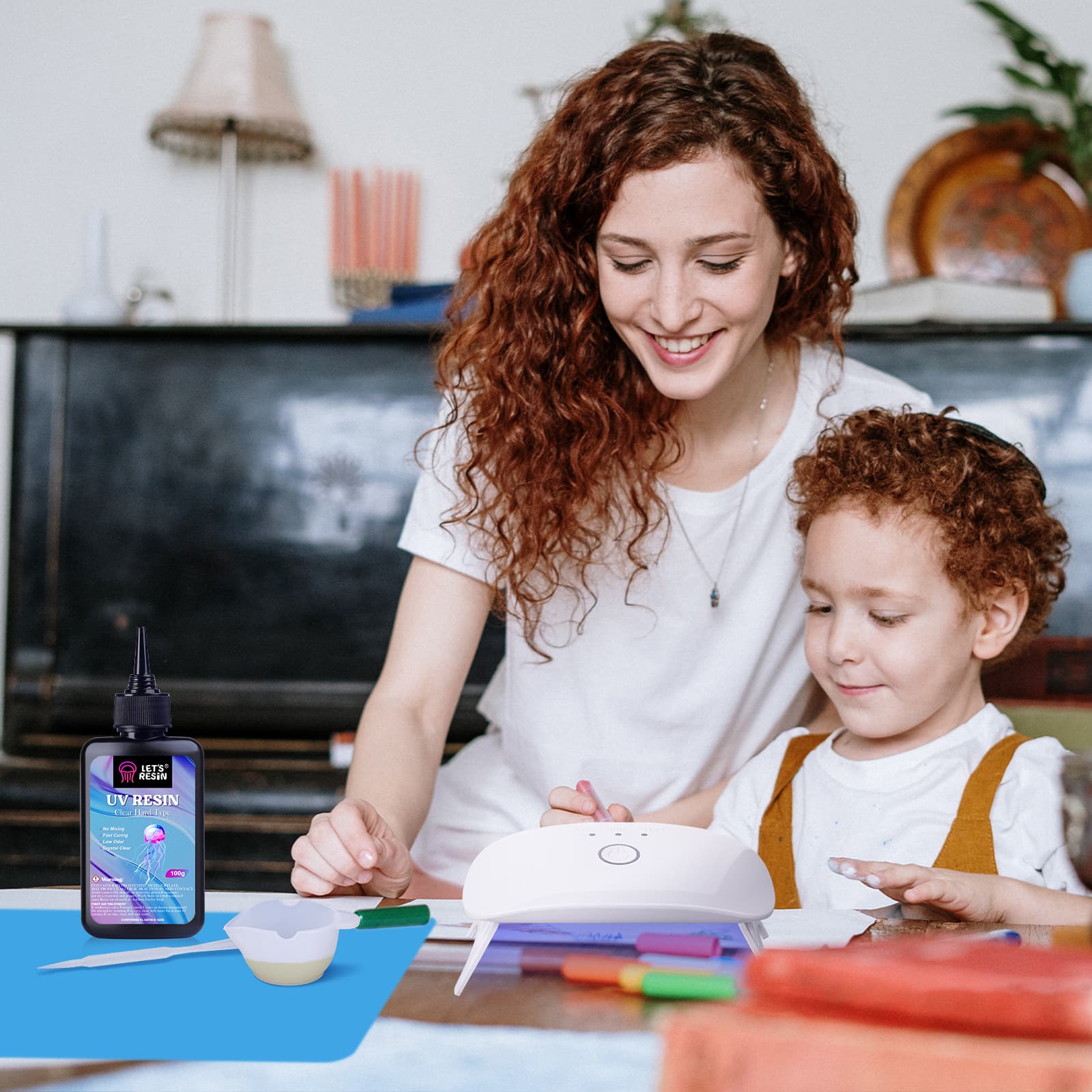 UV Resin with Light,Upgraded 200g Crystal Clear&Low Odor,UV Light,Silicone Mat,Ultraviolet Epoxy Resin Hard, Starter Kit for Jewelry,Craft Decor