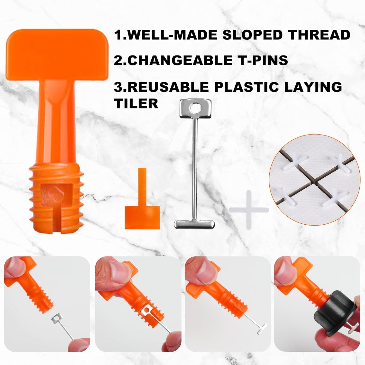 Tile Leveling System Kit, 250 count 1/16'' Levelers, 1300 count Spacer Clips and 125 Steel Wedges and 5 Wrenches,  Tile Spacers Leveling System for Walls & Floors Installation