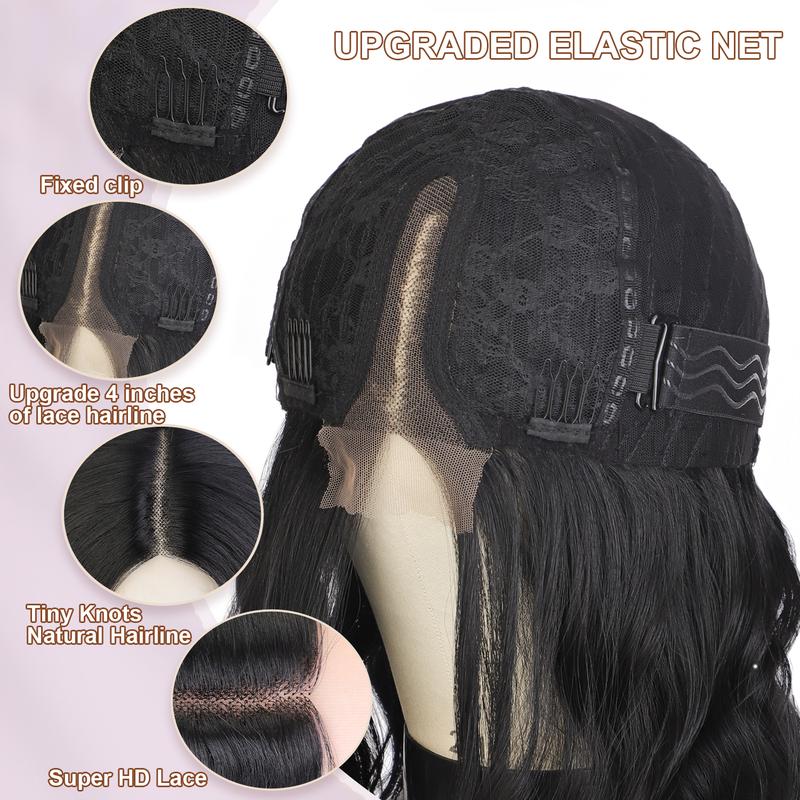 Ombre Blonde Short Wavy Wig for Women Lace Hairline Bob Style Synthetic Heat Resistant - Natural Appearance for Everyday Hairstyle 14 Inch