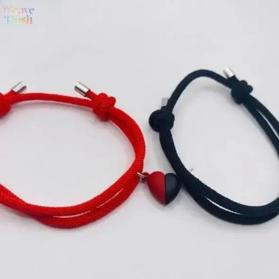 Casual Heart‑Design Couple Bracelet Set, Unisex Matching Friendship Wrist Jewelry, Meaningful Durable Wearable Accessories, Ideal Gifts for Best Friends & Lovers for Daily Decorative Wear