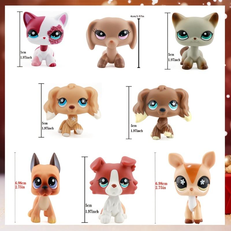 Christmas Gift, Mini Pet Shop 2pcs Cute Statues, Animals Figurines, Cocker Spaniel, Cat, Great Dane, Collie, 6pcs Accessories, Bobble Head, Lps Fan Gift