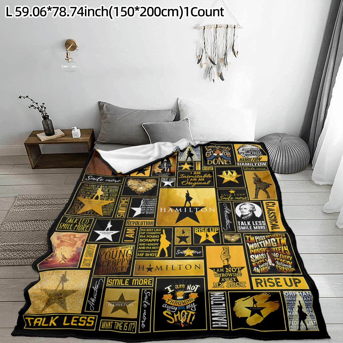 Hamilton Musical Theme Flannel, Soft Skin-Friendly, Warm, Retro Modern Style, Perfect for Daily Use, Art Lover Gift, Soft Cozy Blanket, Stylish Blanket