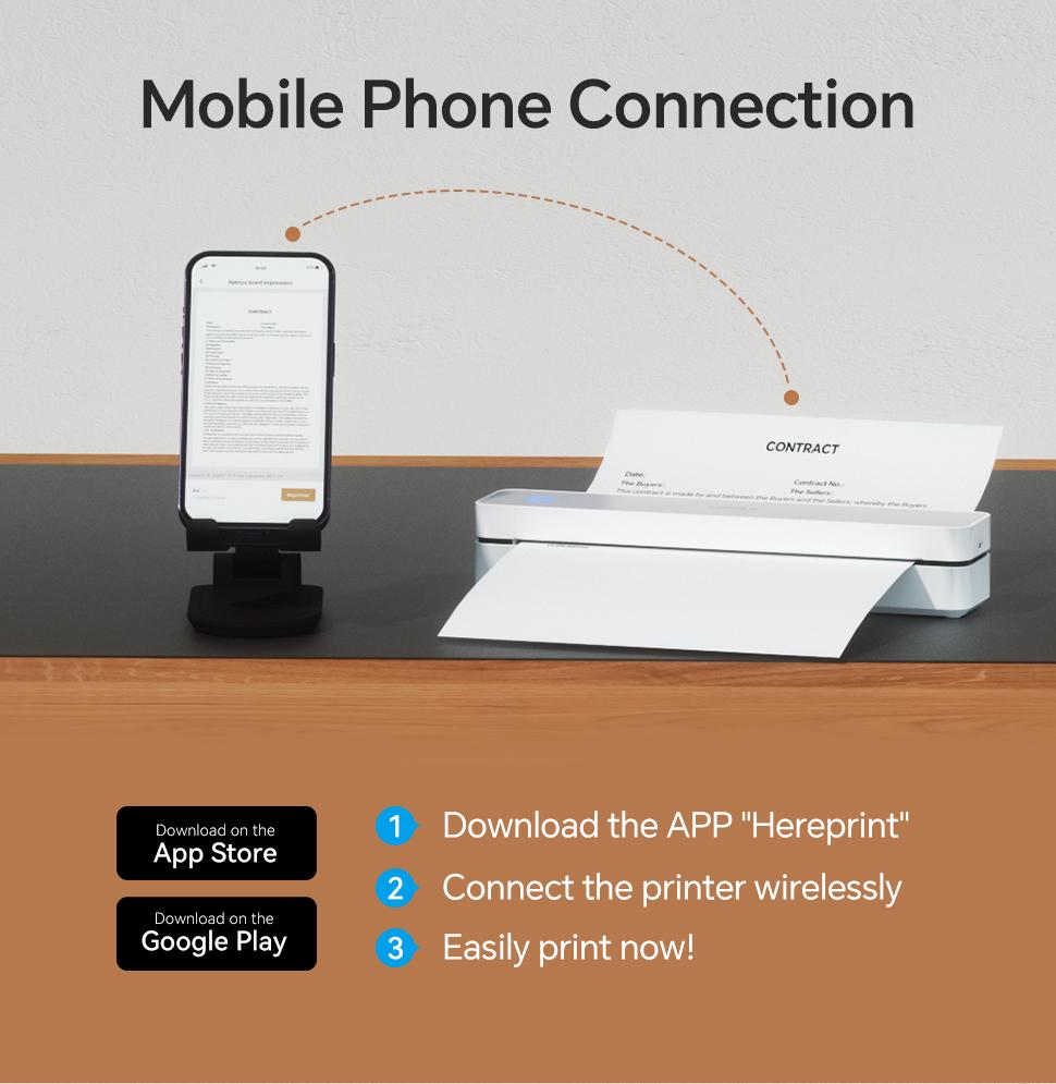 Inkless Portable Bluetooth Thermal Printer Wireless Mobile Printer for Travel and Home Compatible with iOS Android Windows macOS Supports A4 US Letter