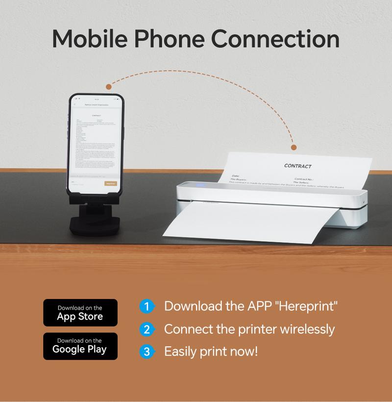 Inkless Portable Bluetooth Thermal Printer Wireless Mobile Printer for Travel and Home Compatible with iOS Android Windows macOS Supports A4 US Letter