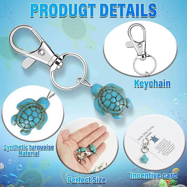 FINETOO Unite store Turquoise Sea Turtle Keychain with Lobster Clasp Lightweight Durable Unique Design for Kids & Adults Walletchain Travel Accessory