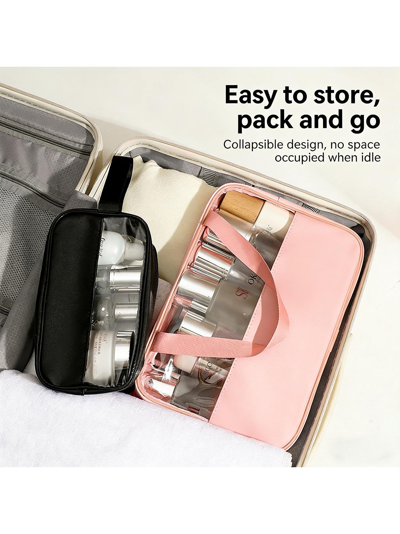 Travel Makeup Bag Set, Minimalist Zipper Cosmetic Organizer, PVC Transparent Waterproof Washbag, Large Capacity Portable Makeup Case