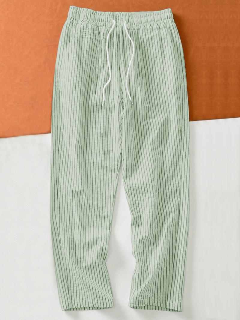 Men's Casual Sportswear Woven Striped Straight Leg Pants, Comfortable and Stylish, Perfect for Daily Wear and Sports Activities