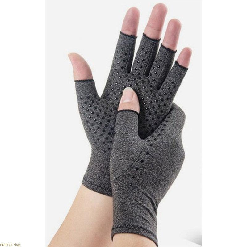 Unisex 2PCS Compression Half-Finger Joint Support Gloves - Gray, Breathable Fabric, Snug Fit, Grip-Enhanced, Non-Slip Palm Padding, Targeted Compression Tech for Gym Workouts, Training, Gym Sessions