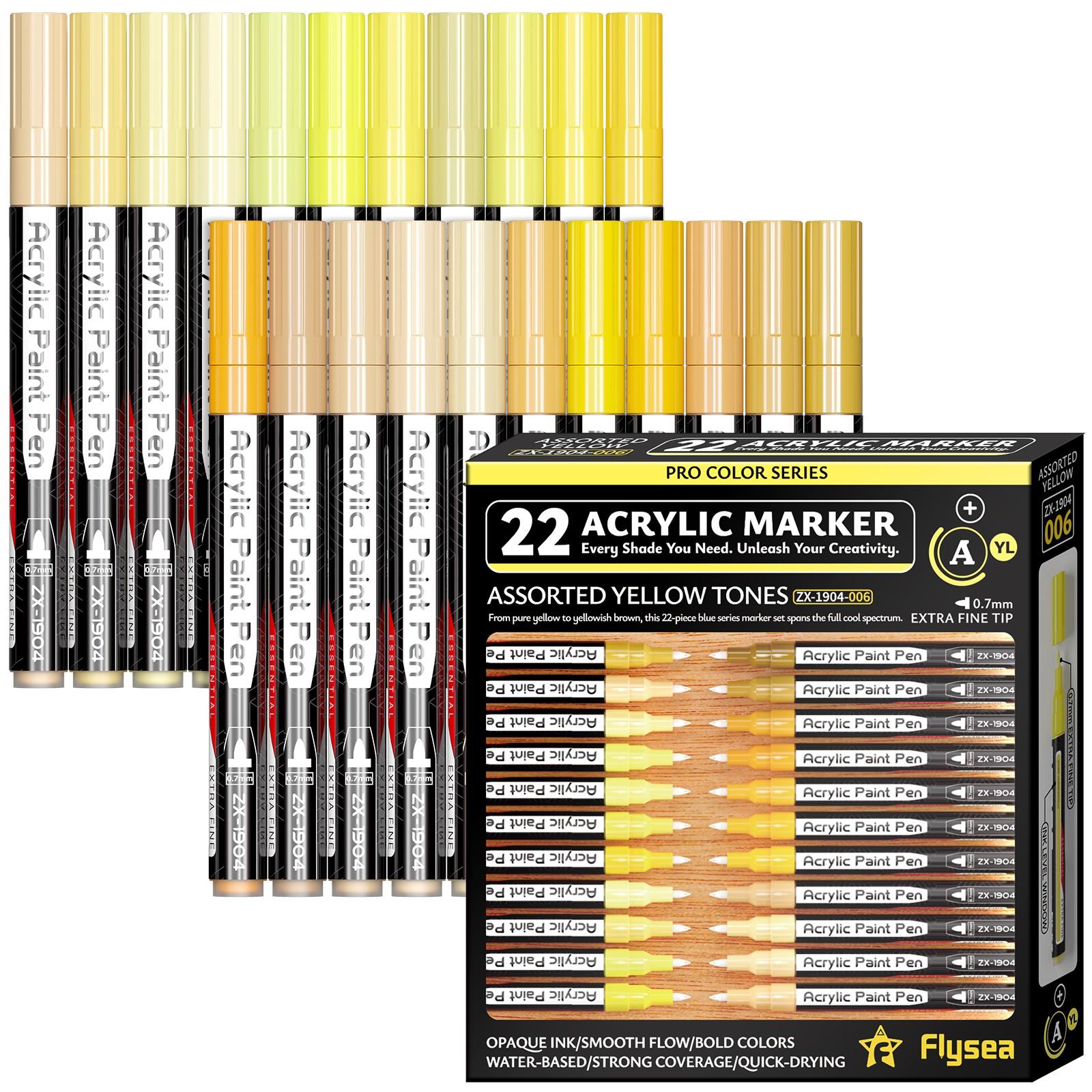 22 Colors Valveless Liquid Marker Pens, 10 Color Families, Fine Tip 0.7mm, Quick-Dry Ink, Ideal for Art, Craft, and DIY Projects, Art Paint Marker
