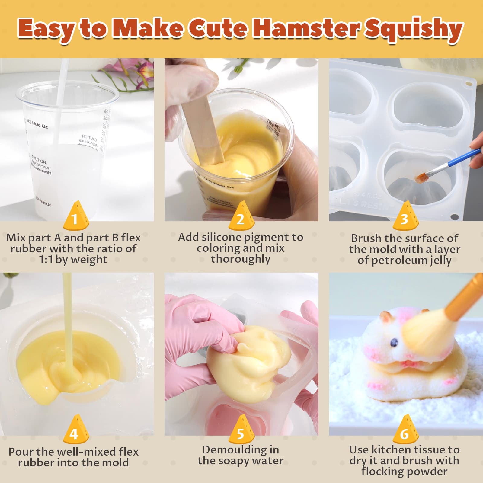4-in-1 Hamster & Chick & Capybara Silicone Molds for Taba Squishy, 3D Animal Molds to Make Decompression and Cute Birthday Gift for Hamster Lover, Flexible and Durable Resin Mould - LET'S RESIN