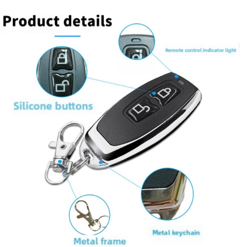 433mhz Remote Control 2-Key Learning Code for Garage Door Opener Car E-Bike, Lithium Button Cell Batteries Included, Abs Enclosure