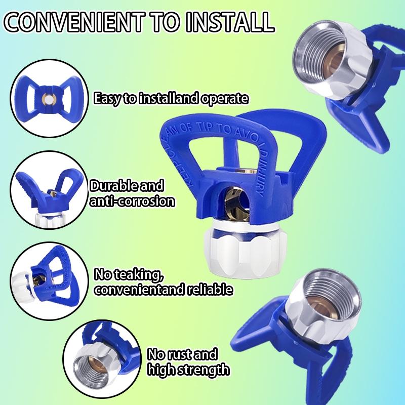 4 Pcs Airless Sprayer Nozzle Base, Airless Spray Gun Assembly Painting Nozzle Tool, Universal Replacement Parts Compatible with Airless Sprayer Paint, Spray Nozzle Tips (Includes 2 Red Nozzle Bases + 2 Blue Nozzle Bases)