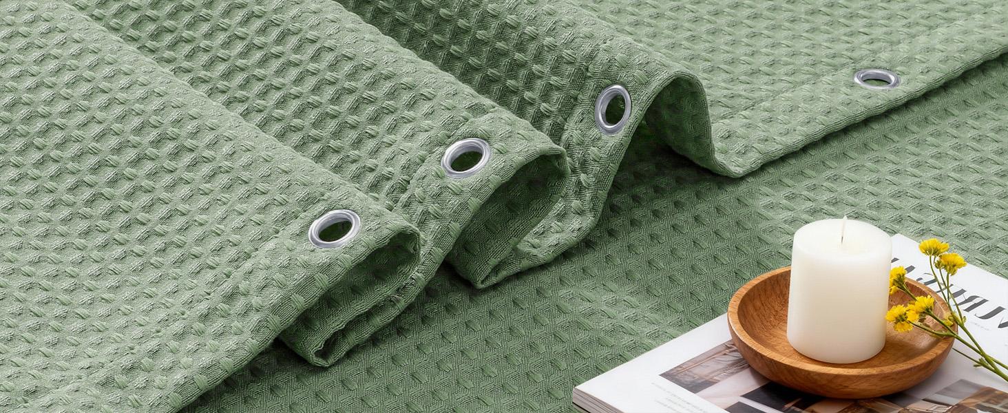 Inovaday Sage Green Shower Curtain - Waffle Textured Waterproof Thickened Luxury Shower Curtain for Bathroom, Luxury Bath Curtains Set with 12 Metal Hooks Inovaday Sage Green Shower Curtain - Waffle Textured Waterproof Thickened Luxury Shower Curtain for Bathroom, Luxury Bath Curtains Set with 12 Metal Hooks