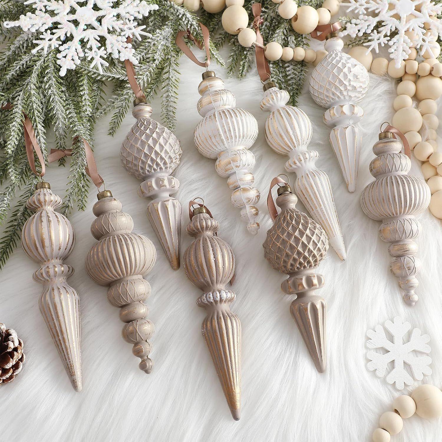 9pcs Vintage Christmas Balls, Hanging Ornament Decorations, Festive Scene Setup, Retro Holiday Accessories, Perfect for Christmas Celebrations