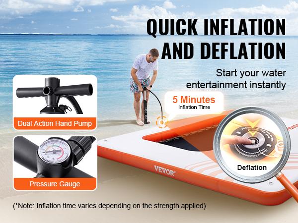 VEVOR Inflatable Floating Dock, 10x10FT Inflatable Dock Platform with 4*7FT Trampoline Mesh Pool, Non-Slip Floating Platform Water Mat with Portable Bag Detachable Ladder for Pool Beach Relaxation