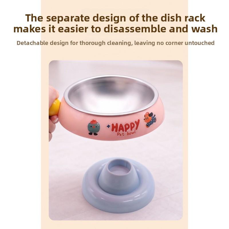 2-Pack Pet High-Booth Bowls, Stainless Steel Cat Bowl Dog Bowl Food Bowl, Cervical Protection Anti-Tip Water Bowl, Pet Supplies