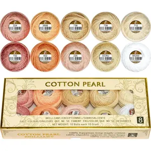 Double Mercerized Egyptian Long Staple   Thread Ball 10 Grams Rainbow Color Embroidery Thread 10 Colors per Box for Crochet Hardanger  Stitch Hand Embroidery,Light  Color Series