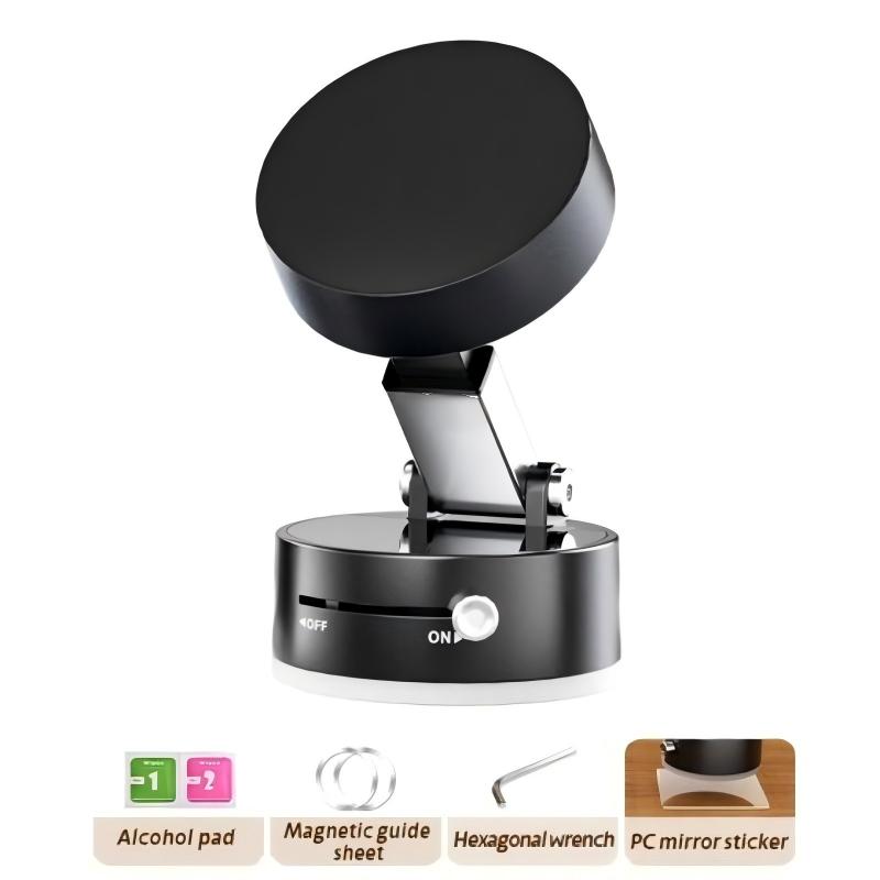 Vacuum Magnetic Suction Phone Holder, 2025 New Magnetic Suction Phone Mount, Foldable Portable Double-Sided Vacuum Magnetic adsorption Adjustable Mobile Phone Holder for All Phones, Cell Phone Mount