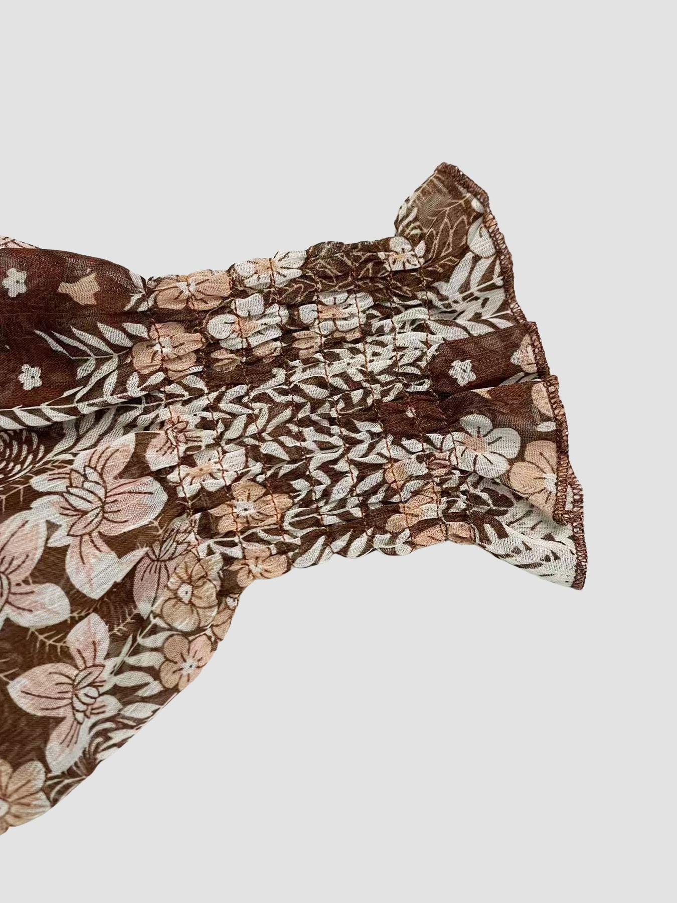 Women's Round Neck Lantern Sleeve Floral Print Patchwork Casual Cute Fitted Fall T-Shirt, Long Sleeve Top for Autumn Fashion