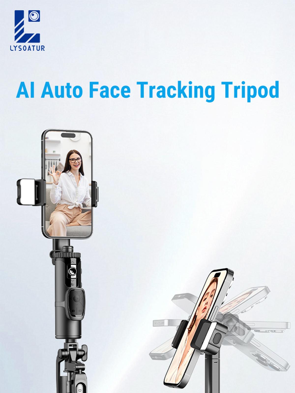AI Auto Face Tracking Tripod with 63" Selfie Stick Tripod | Smart Face Tracking Phone Holder with LED light for TikTok Live & Vlogging | Gesture Control & Bluetooth Remote | Perfect for Content Creator | Gift for Boy & Girl Friend | Spring Glow Up