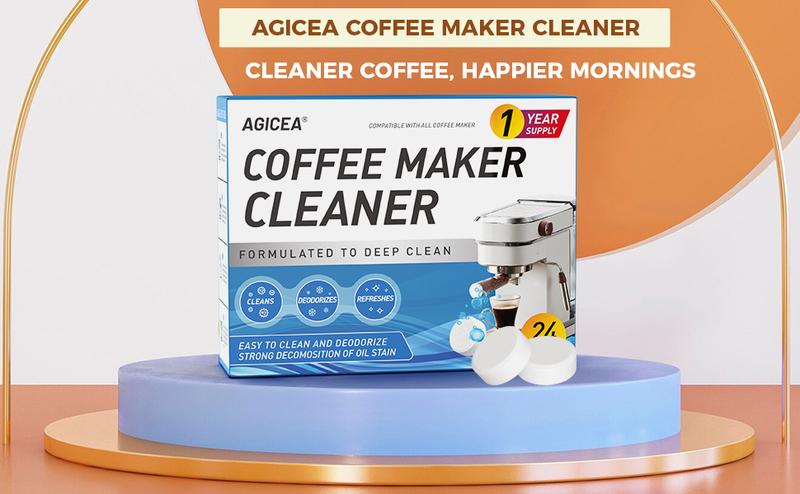 AGICEA Coffee Machine Cleaner Descaler Tablets - 24 Pack, Deep Cleaning and Descaling for All Coffee Makers , Coffee Maker Pot Descaling & Cleaning Tabs, Descale Drip Coffe And Espresso Machines