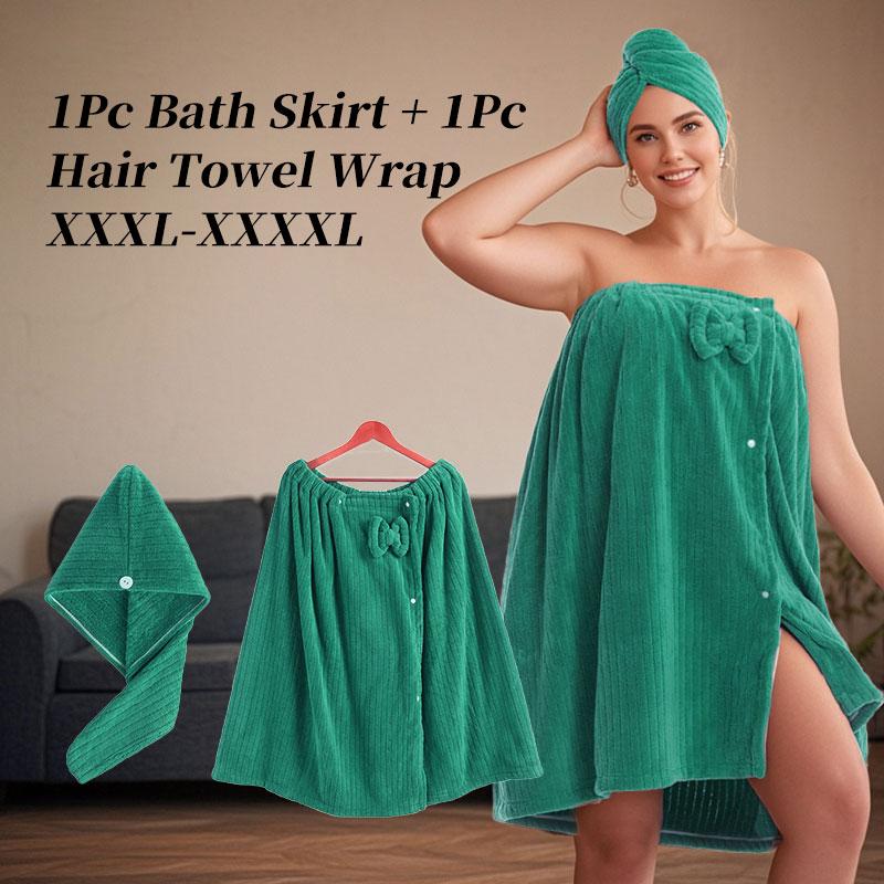Women's Plus Size Xxl-Xxxxl Bathrobe Set, Lightweight Spa Robe, Adjustable Dry Hair Towel, Comfortable Body Wrap, Winter Essential