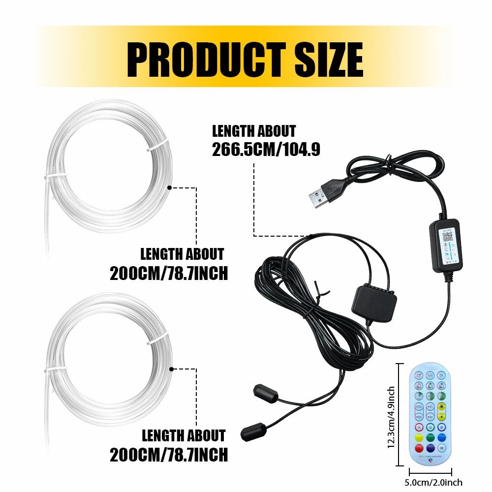 LED Neon Light Trim Glow Optic Fiber Strip Car Interior Ambient Lighting-Kit-APP LED Neon Light Trim Glow Optic Fiber Strip Car Interior Ambient Lighting-Kit-APP